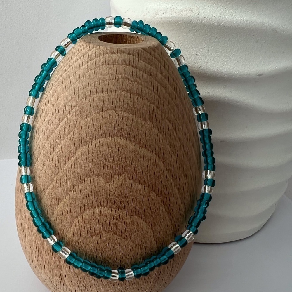 Stretch Beaded Anklet Turquoises Color Blue 9.25”